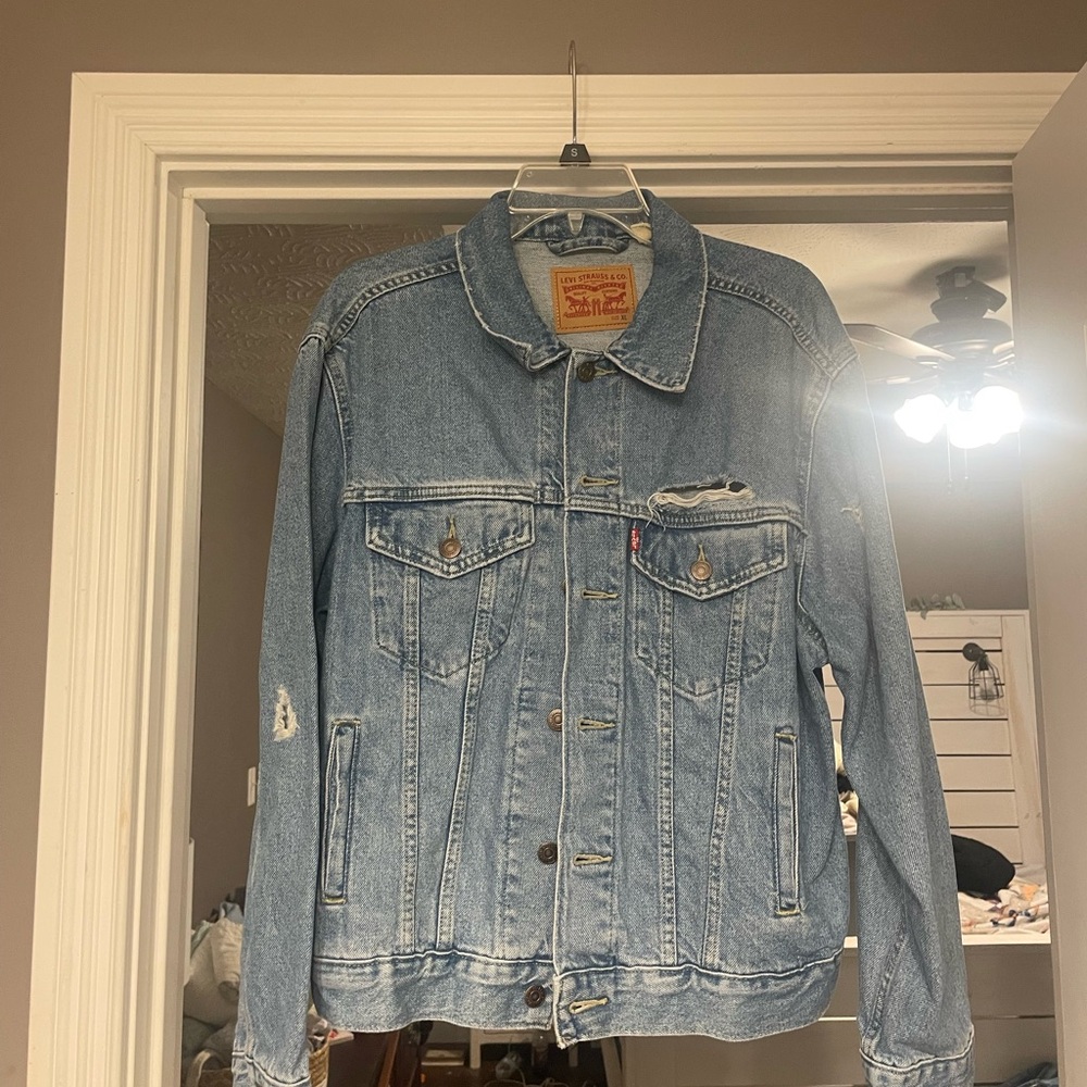 Levi's Blue Jean Jacket with Faded Wash and Contrast Stitching